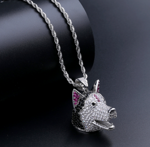 Hiphop 3d lindo lobo de cabeza de perro colgante para las mujeres collar - Product Image 6