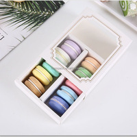 Boîte en carton carrée au design personnalisé exquis, en papier alimentaire, pliable, avec tiroir, pour l'emballage de macarons, de biscuits et de bonbons