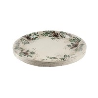 24 Assiettes en Papier Modernes de 10 Pouces à Motifs Pomme de Pin et Aiguilles de Noël, Vaisselle Jetable pour Décorations de Fêtes et Réunions Familiales
