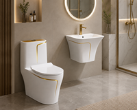 Toilette en céramique moderne, écologique, de luxe léger, résistante aux taches, artistique, pour salle de bain, OEM, personnalisée, à double chasse d'eau