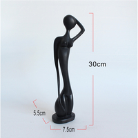 Estatuilla de Mujer en Pose de Yoga Abstracta Negra, Figura de Resina Hecha a Mano, Modelo Desnudo, Esculturas Artesanales, Decoración del Hogar, Estatua de Arte