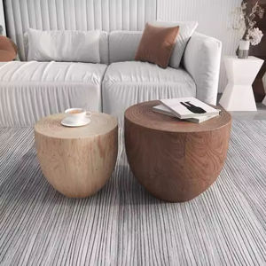 Table console ronde moderne en bois massif, tabouret de jetée, table d'appoint en rondins, ornement de souche d'arbre pour usage domestique dans le salon - Product Image 4