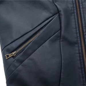 <span class=keywords><strong>Chaqueta</strong></span> de cuero PU para <span class=keywords><strong>hombre</strong></span> al por mayor, abrigo formal de invierno personalizado con cuello alto y procesamiento de revestimiento - Product Image 6