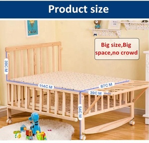 Lit bébé double <span class=keywords><strong>en</strong></span> <span class=keywords><strong>bois</strong></span> personnalisable avec logo, convertible <span class=keywords><strong>en</strong></span> lit d'appoint, mode balancelle, hauteur réglable - Product Image 2