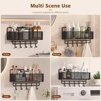 Organisateur de salle de bain mural mobile sur mesure en maille blanche avec crochets, sans perçage, étagère de rangement pour douche