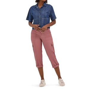 Premium Quality Women Cargo Capri <strong>Pants</strong> Solid Color <strong>Three</strong> <strong>Quarter</strong> Trousers For Casual Loose Fit Outdoor Cropped - Product Image 3