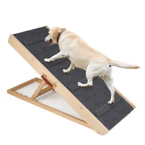 Jaalex tangga dan Ramp anjing antiselip, kayu luar ruangan untuk mobil, jalur anjing dapat disesuaikan, Ramp hewan peliharaan stabil portabel