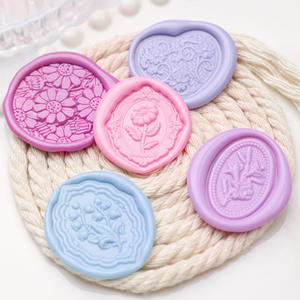 Ensemble de tampons à cire Suidis, motif floral en caoutchouc, pour décoration - Product Image 1