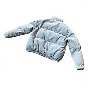 Custom Men Padded Denim Jacket Thick Warm <b>Bubble</b> <b>Coat</b> Quilted Insulated Winter Outerwear Filled Jacket Casual Streetwear OEM - Product Image 2