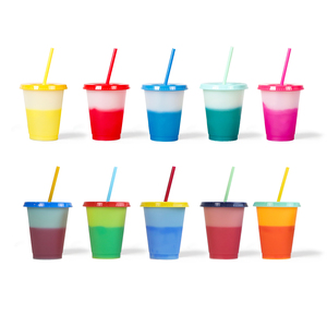 Ly giữ nhiệt đổi màu nhựa màu sắc tùy chỉnh không BPA, dung tích 16-24 oz, có nắp và ống hút, dùng được nhiều lần - Product Image 2