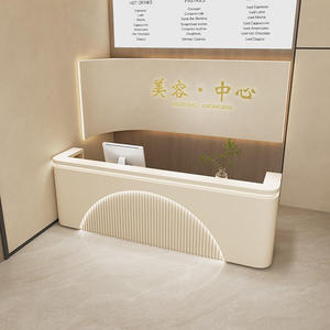 Mostrador de Recepción Moderno de Madera con LED de Lujo y Color Personalizable para Barbería, Salón de Belleza, Oficina, Edificio y Centro Comercial - Product Image 4