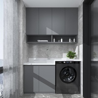 Meuble de rangement moderne personnalisable en acier inoxydable pour lave-linge, idéal pour balcon, hôtel, cuisine, maison et salon