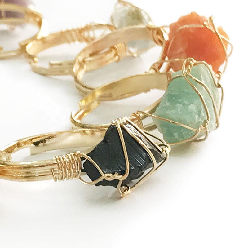 Diy Wire Handmade Wire Rings With Stones Gemstone Ring, Tumbled