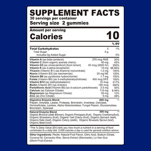 Частная торговая марка без сахара способствует пищеварению, пищеварительные ферменты, мармеладки 1000 мг с поливитаминами и минералами - Product Image 2