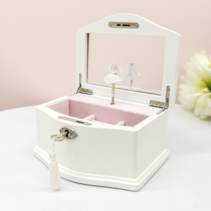 Boîte à bijoux en bois personnalisée pour enfants, princesse, MDF blanc rose, ballerine, fille, musicale, personnalisée - Product Image 5