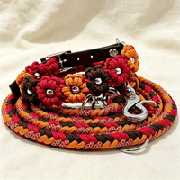Ensemble collier et laisse pour chien personnalisé, collier pour animaux de compagnie tressé à la main avec fleurs pour chiens de petite, moyenne et grande taille