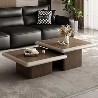 Ensemble de tables basses carrées design modernes, table basse carrée en bois moderne, ensemble de tables basses minimalistes de haute qualité pour salon
