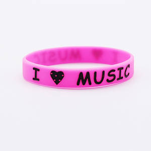 Classic Trendy Fashion style Eu amo MÚSICA Punk <span class=keywords><strong>Rock</strong></span> <span class=keywords><strong>Band</strong></span> Silicone Wrap Pulseira para Unisex Presente De Casamento Festas Feriados - Product Image 3