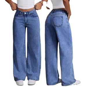 Jeans <span class=keywords><strong>de</strong></span> Verano para Mujer, Estilo Dulce y Picante, Cintura Alta, <span class=keywords><strong>Talla</strong></span> Grande, Corte Recto, Holgados, Casuales, con Lavado Desgastado - Product Image 1