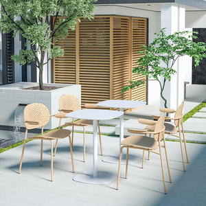 Minimalist Designer Plastic Dining Chair With Armrests And <b>Backrest</b> For Indoor Outdoor Use Adult Size D 029O - Product Image 2