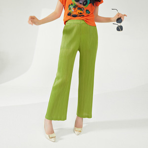 Pantalones de Pierna Ancha de Poliéster 100% con Cintura Elástica Plisada, Estilo Coreano, Casuales y Elegantes, Color Rosa Claro, para Mujer, de PY Fashion Design - Product Image 2