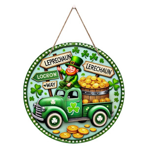 Spot St. Patrick's Day party decorations, shamrocks, four-leaf clovers, Irish holiday wooden gnome door <b>hangers</b>. - Product Image 5
