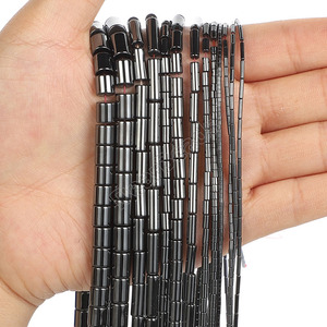 Cuentas de hematita de tubo redondo para fabricación de joyas, cuentas naturales de hematita negra de 4mm, 6mm, 8mm y 10mm, venta al por mayor - Product Image 4