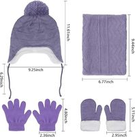 Conjunto de gorros, guantes, bufanda para el cuello y manoplas para niños pequeños de invierno con forro cálido para bebés de 4 a 8 años, niñas y niños