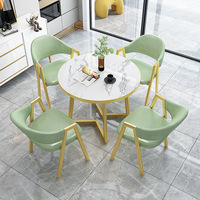 Ensemble de table à manger moderne en or Vente en gros de meubles pour restaurant pour 4 personnes avec 4 chaises en métal pour la maison Bar Salle de sport Chambre Atelier