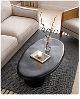 HZX Table basse irrégulière noire de style Wabi-sabi moderne Table à thé en galets de forme spéciale Meubles de salon artistiques