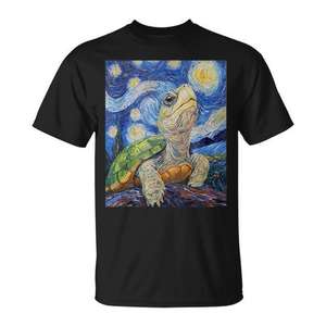 Camiseta con estampado de tortuga estilo Van Gogh Starry Night - Product Image 1