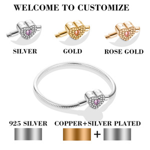 <span class=keywords><strong>Bracelet</strong></span> Fin Original en Argent 17-20CM avec Cœur Attrape-Rêves Papillon Plaqué Or pour Bricolage Perles Bijoux Femme - Product Image 4