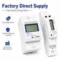 Meter Energi Digital kWh Fase Tunggal 220V DDS DIN Rail LCD Meter Listrik Pintar 60A 2P Kelas Akurasi 1