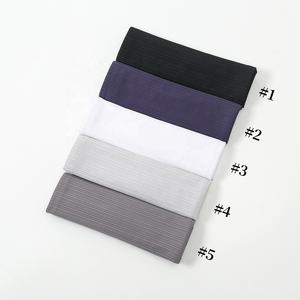 Geribbelde Katoenen Jersey Hijab Sjaal Lange Sjaal Vrouwen Moslim Hoofddoek Wraps Gestreepte Hoofdband Rekbare Geplooide <span class=keywords><strong>Bandana</strong></span> - Product Image 3