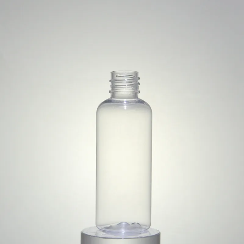 Botol plastik bulat cosmo 50ml botol ramping hewan peliharaan dengan pompa lotion leher 18mm