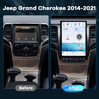 Écran radio de style Tesla de 12,1 pouces, accessoires Snapdragon 665 pour Jeep Grand Cherokee 2014-2021, CarPlay sans fil, QLED, DSP, GPS