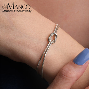 Bracciale EManco con Catena <span class=keywords><strong>a</strong></span> Serpente e Nodo d'Amore, Ornamento Minimalista Impilabile per Uso Quotidiano, Ufficio, Matrimonio e Occasioni Casual - Product Image 6