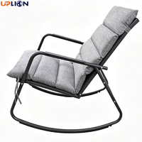 Chaise de jardin moderne UPLION, mobilier d'extérieur, chaise à bascule de patio en gros avec coussin moelleux, chaise à bascule en métal, chaise de loisirs