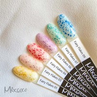 Mixcoco TPO Free Flake Base Gel Long Lasting 12 Colors UV LED Nail Gel Soak Off Irregular Flakes Base Coat
