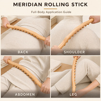 Bâton de massage en bois de hêtre, 8 billes, 52 cm, rouleau de massage Gua Sha pour le dos, le cou, les épaules, l'abdomen, unisexe, adultes