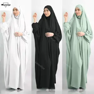 Wholesale Muslim Woman Jilbab Khimar Long Niqab Islamic Clothing Solid Color Full Cover Prayer Dress