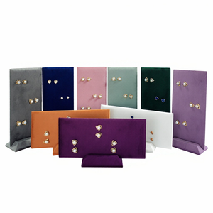 Nuovo Arrivo Espositore per Gioielli in Velluto Morbido con 40 Fori, Supporto per Orecchini <span class=keywords><strong>Rosa</strong></span>, Viola, Grigio - Product Image 4