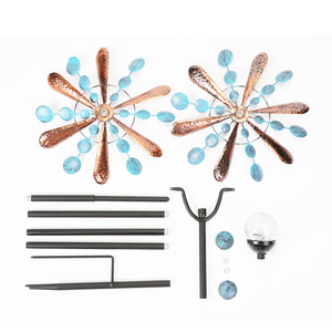 Spinner à vent en métal lumière solaire 360 degrés rotatif grand étanche extérieur en métal artisanat jardin cour décor piquet - Product Image 2