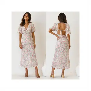 Latest Women Floral Dresses Women Clothing Short Sleeve Bohemia Women Sexy Clothing Sexy Dresses