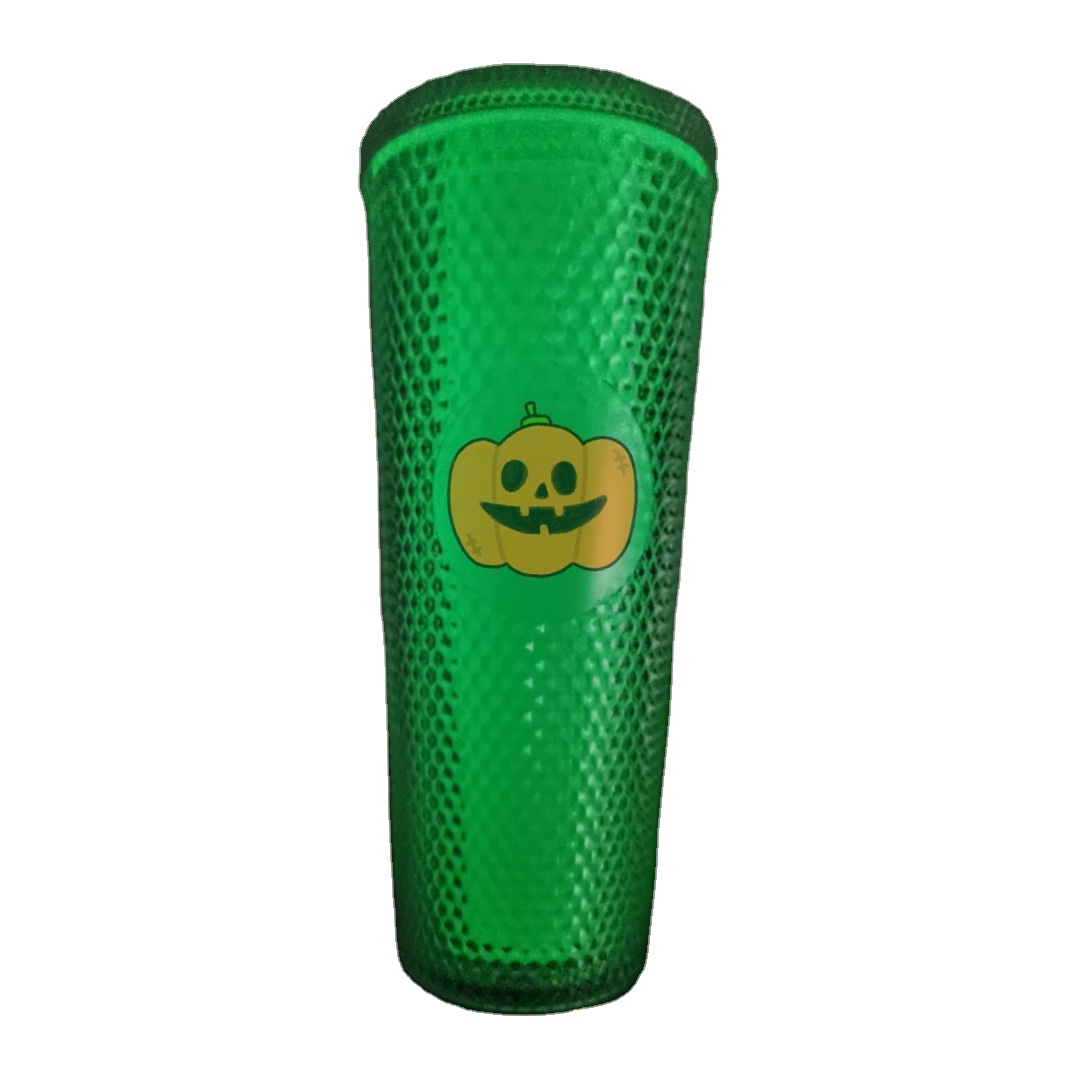 2021 New Arrival Luminous Glow In Dark Studded Tumblers for Halloween BPA FREE with Lid and Straw