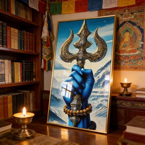 Decoración Islámica para el Hogar, Pintura en Porcelana de Cristal con Impresión HD Azul, Arte de Pared LED para Sala de Estar, Venta al Por Mayor de Fábrica, Personalizable - Product Image 3