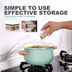 Rỗng 16-lọ màu đen Countertop xoay thép không gỉ gia vị giá với Phễu bộ hoàn chỉnh - Product Image 4