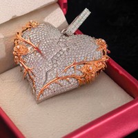 Collar con Colgante de Moissanita en Forma de Corazón, con Engaste Lujoso, Unisex, Plata S925, Pieza Llamativa, Regalo Exquisito