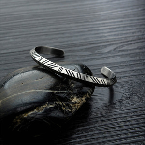 Bracciale in acciaio inossidabile all'ingrosso Fashion Design argento aperto donna uomo braccialetto gioielli - Product Image 4