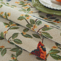Nappe de table rectangulaire de luxe en jacquard, nouveau style chinois, motif feuilles vertes fraîches et oiseaux, pour table à manger et table basse